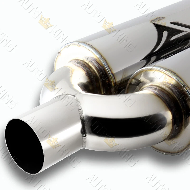 3.5" DUAL RAINBOW BURNT TIP T304 STAINLESS EXHAUST MUFFLER W/SILENCER 2.5" INLET - Image 3 of 4