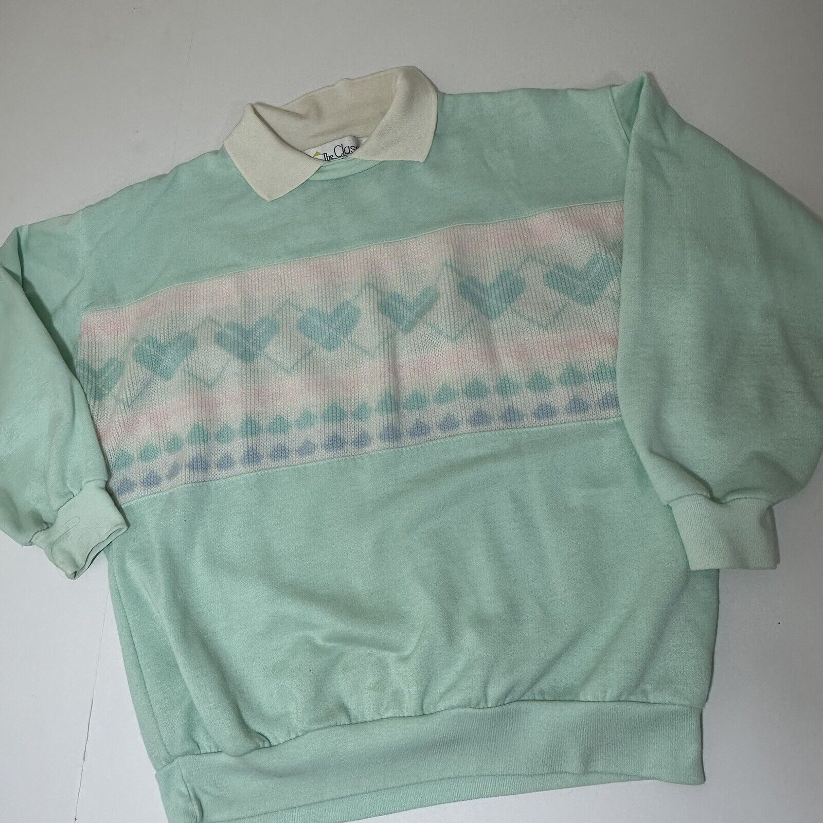 Vtg 80s Collared Sweatshirt Fairy Kei Kawaii Gran… - image 1