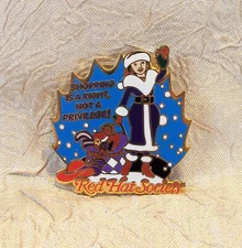 Red Hat Society Shopping Is A Right Not A Privilege Lapel Pin Christmas Holiday