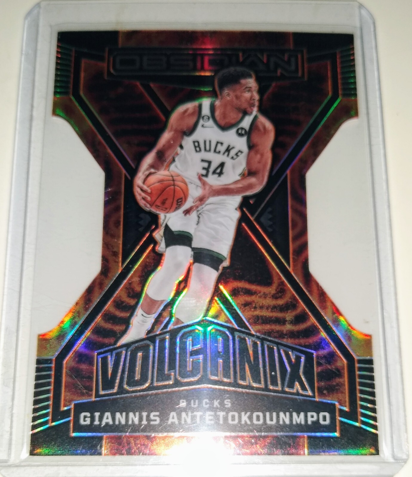 Giannis Antetokounmpo 2022-2023 Obsidian Volcanix SSP Case Hit Die-cut