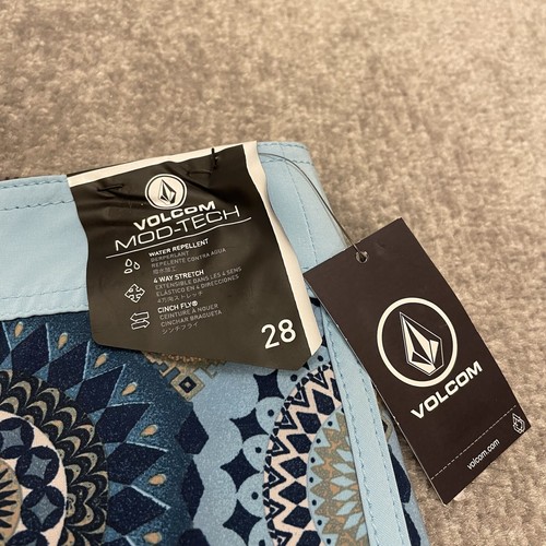 Volcom Board Shorts Mens 28 Blue Drawstring Mod Tech Barnacle Scallop Swim NEW - Picture 2 of 9