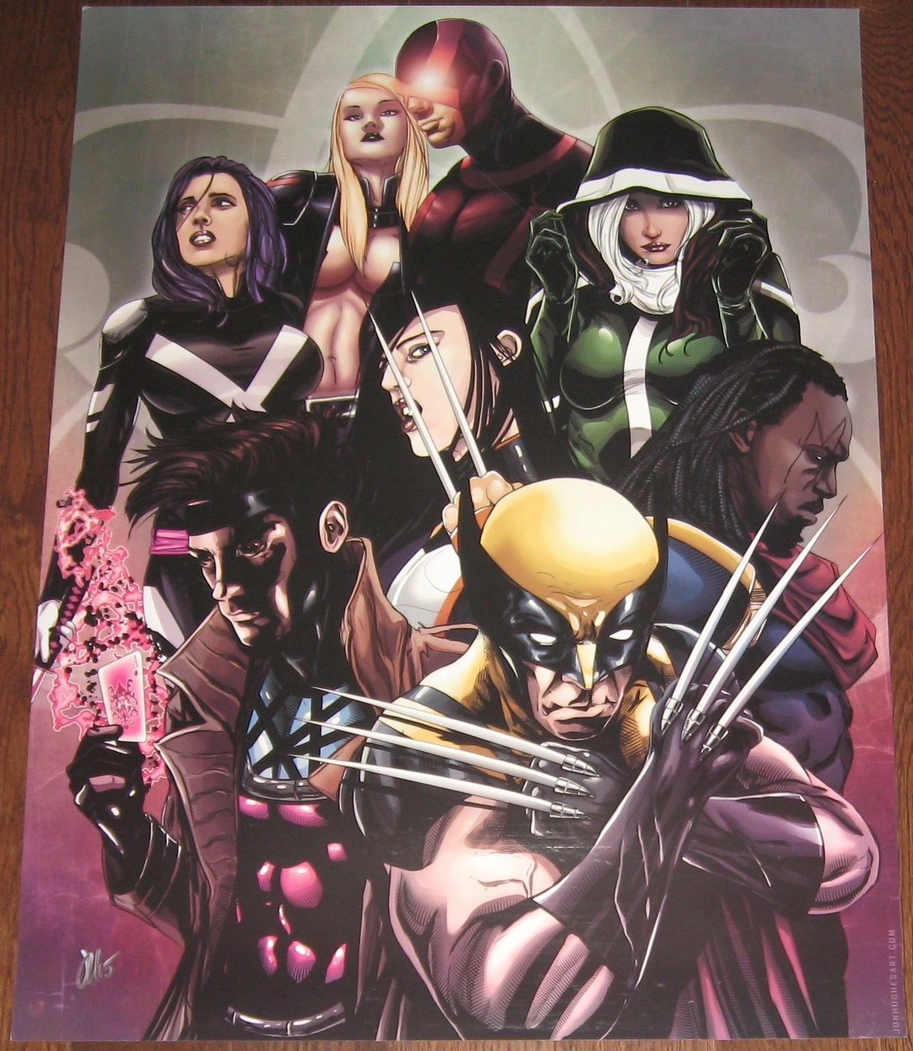 Jon Hughes Signed Marvel Comic X-Men Art Print ~ Wolverine Gambit Rogue X-23