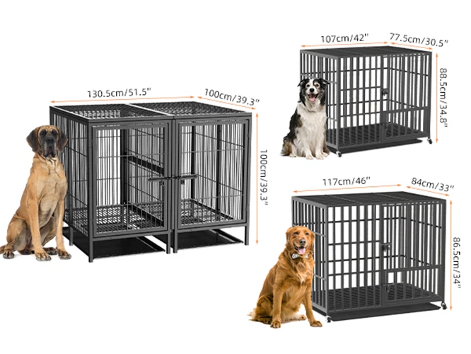 Hundebox XXL Große Hunde Hundekäfig Hundezwinger Stahl Indoor Outdoor auf Rollen - Bild 2 von 4