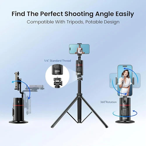 360° Handy Selfie Stick Stativ mit AI Auto Face Tracking Smart Gestensteuerung - Bild 12 von 15