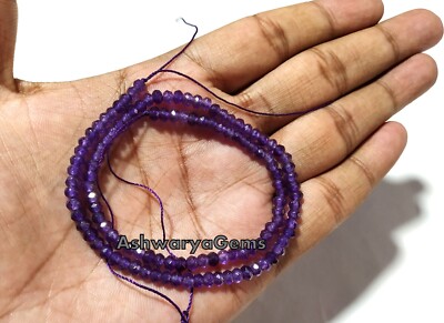 AMETHYST CHALCEDONY RONDELLE 4-4.5MM FACETED GEMSTONE BEADS 18''INCH 1 STRAND AG
