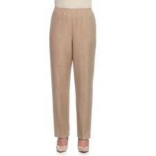 Alfred Dunner Womens Pants Size 12 Tan Classic Fit Elastic Waist Pull On New