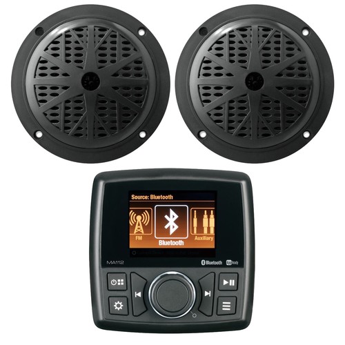 Marine Audio MA112 Bluetooth Stereo Receiver, 2x Pyle 5.25" 100W Boat
