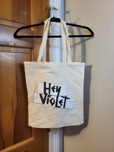 Westford Mill "Hey Violet" Canvas Tote Bag Beige & Black