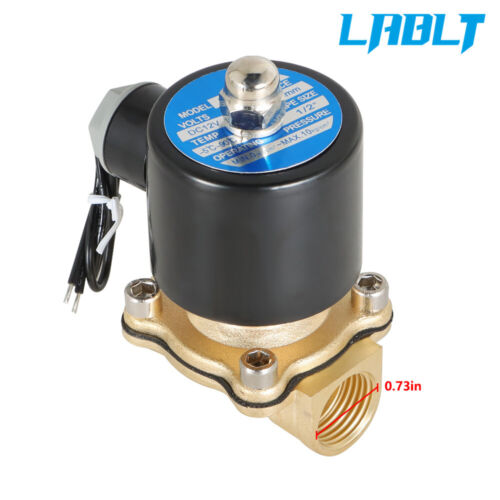 Elettrovalvola elettrica LABLT 12V DC 1/2" NPT ottone acqua aria gas Viton NC - Foto 2 di 9