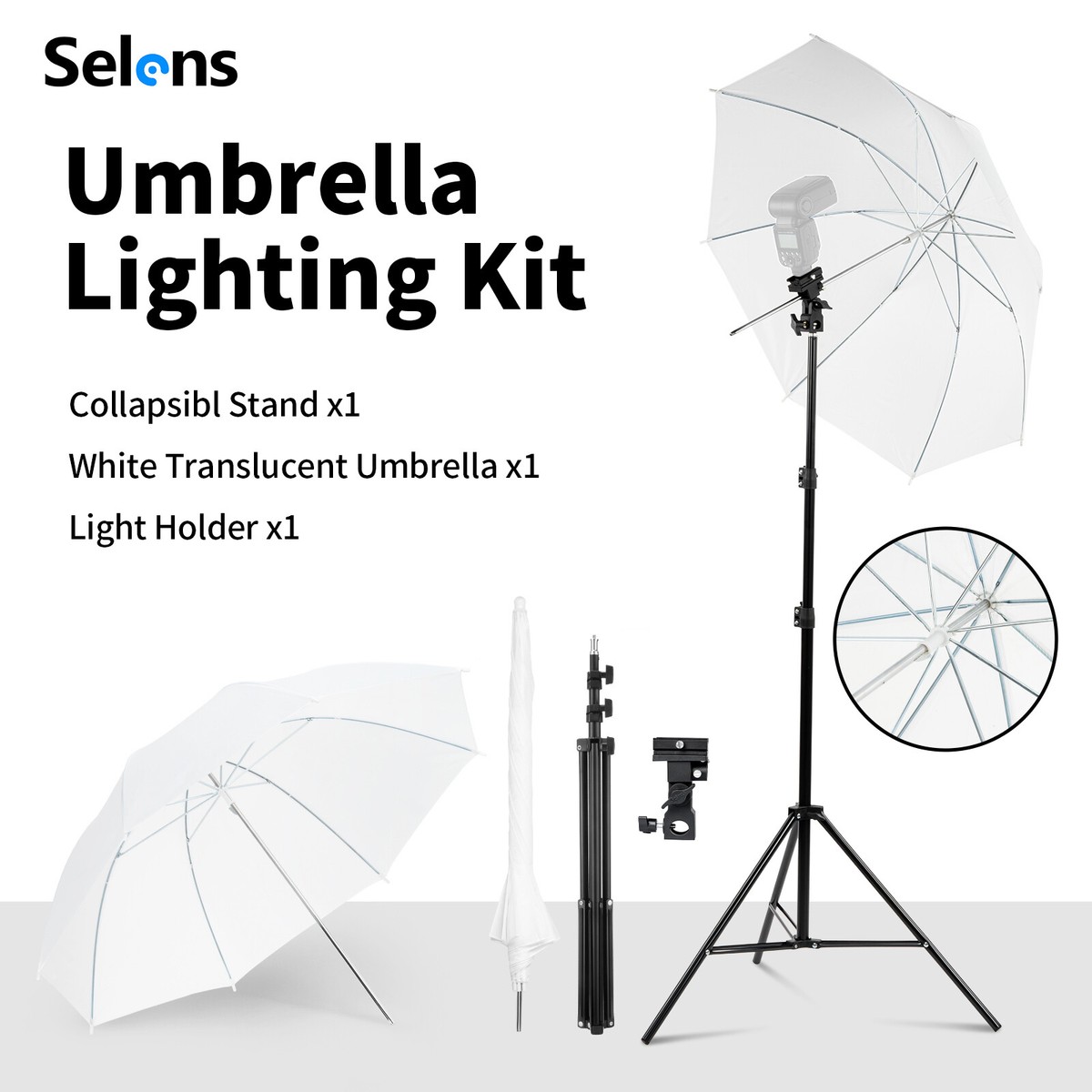 Off Camera Light Stand Mount Umbrella Speedlite Flash - Main Image