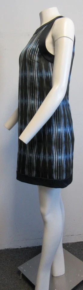 VICTORIA VICTORIA BECKHAM Blue/Black geometric stripe shift dress SZ 8 - Image 2 of 4