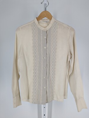 Paul & Joe Vintage France Moroccan Linen Embroidered Tunic Pinstripe Shirt Boho