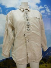 Size M costume shirt solo linen beige with edelweiss embroidery costume shirt th1598