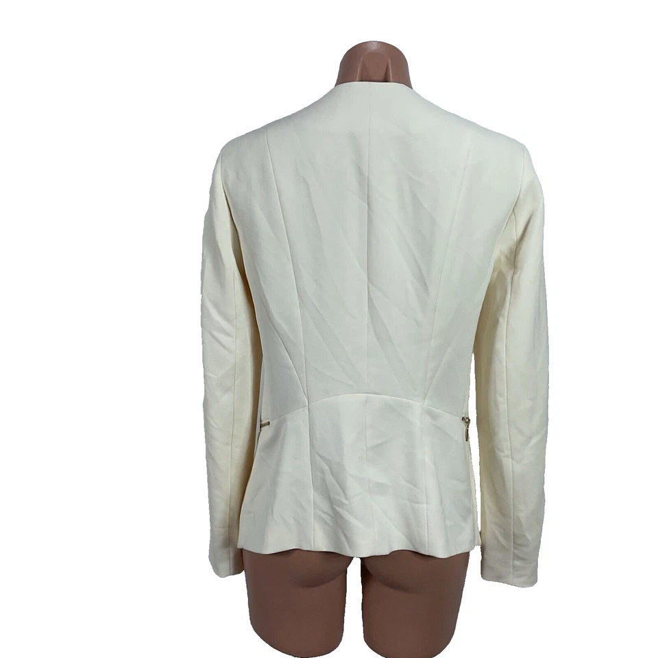 Women's White House Black Market Ivory Drape-Front Blazer Jacket Sz 4 WHBM - Image 2 of 4