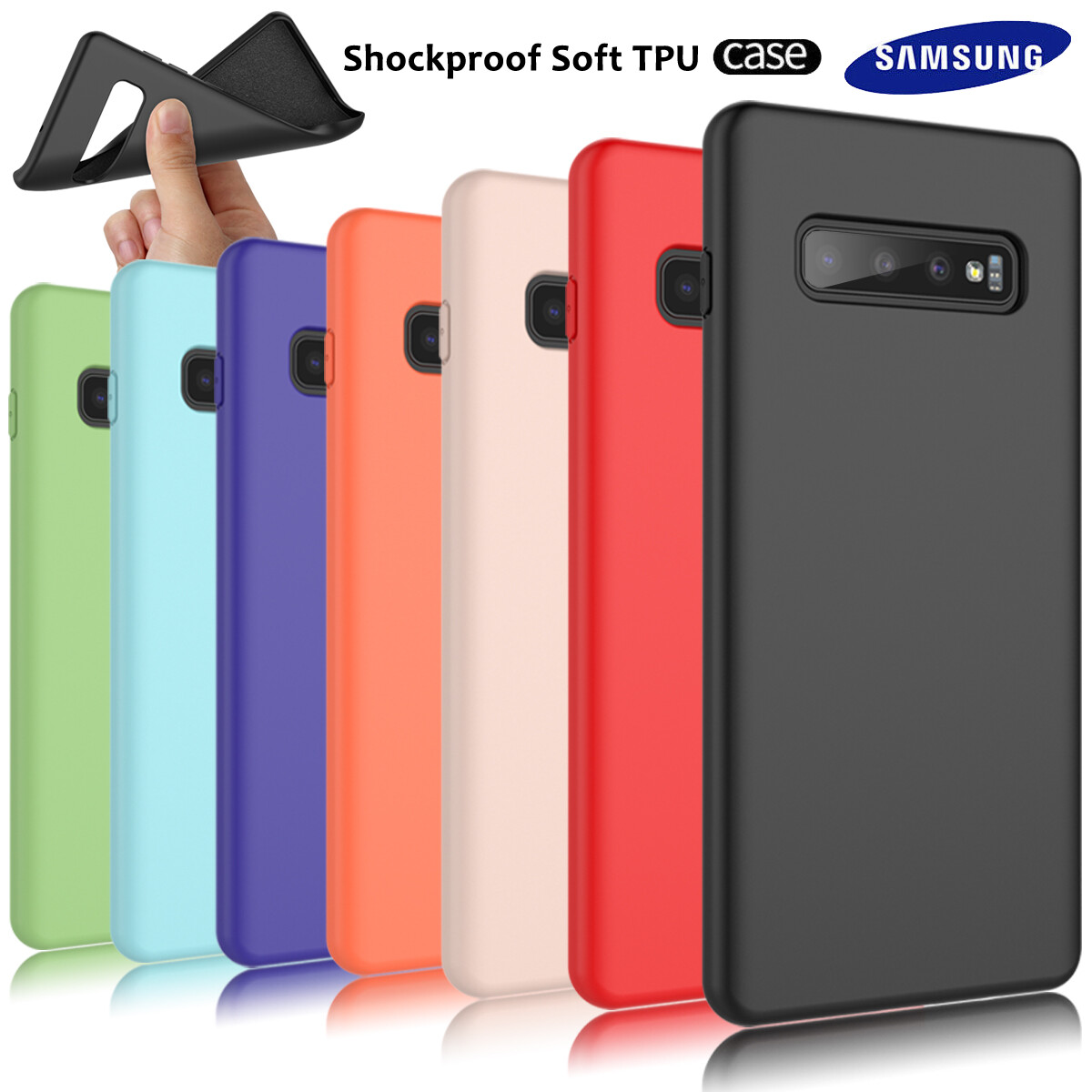 For Samsung Galaxy S10e/S10 Plus/S9 Silicone Case Slim Cover Screen  Protector