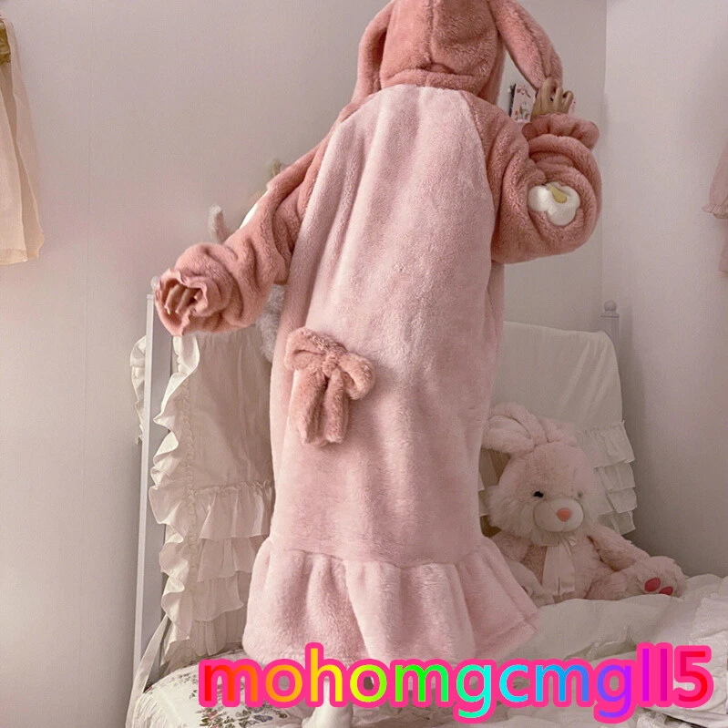 Kawaii My Melody Cosplay Dress Pajamas Bathrobe Girl Winter Long Plush Nightgown - Image 4 of 4