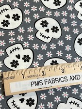 MODA Halloween Fab Boo 100 cotton fabric yard 36 x 44 SHADOW 22483 22 SKULLS