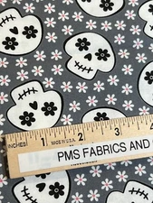 MODA Halloween Fab Boo 100% cotton fabric yard 36 x 44 SHADOW 22483 22 SKULLS