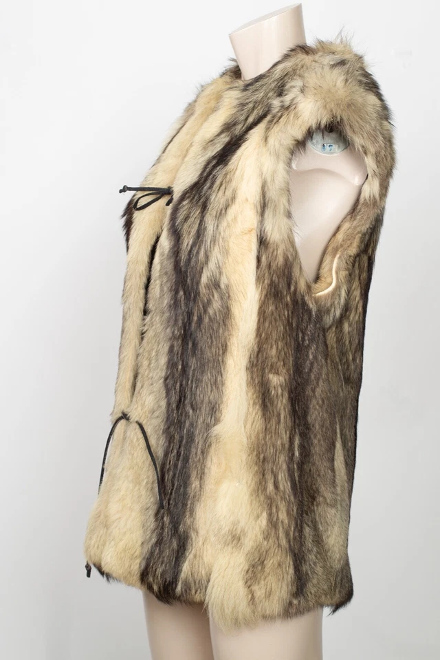 Elegant, Luxury, Warm, 100% REAL, Coyote Fur, Lady, Women, Vest, Size M, Vintage - Image 3 of 3