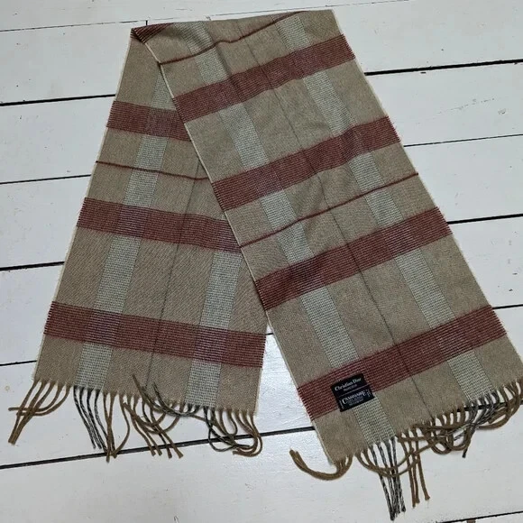 Écharpe CHRISTIAN DIOR MONSIEUR PLAID « CASHMAIRE » avec frange