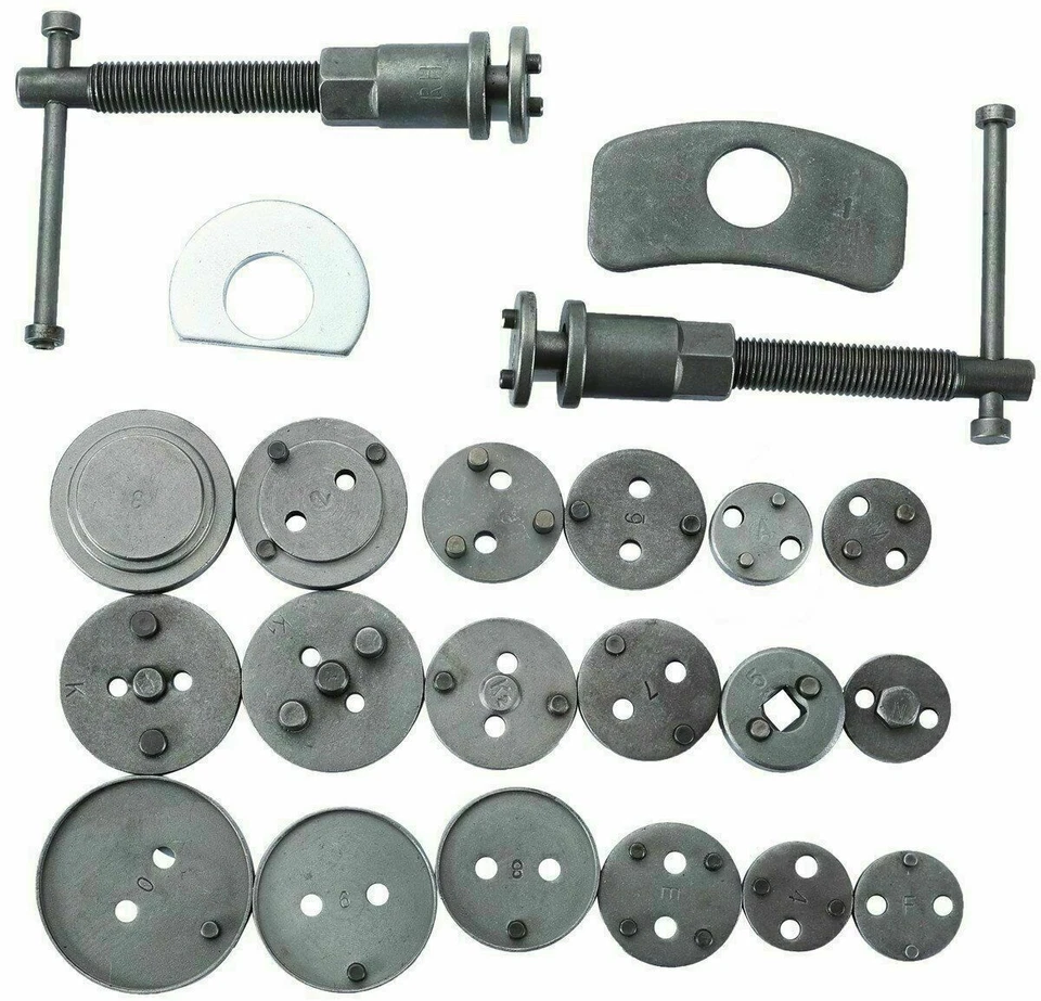 22PCS Pro Disc Brake Caliper Compressor Rewind Wind Back Tool Piston Pad Kit Set - Image 4 of 4
