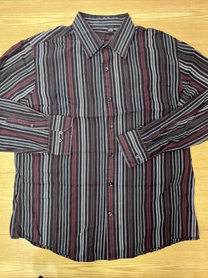 Camisa De Vestir JF J Ferrar Para Hombre Con Rayas Manga Larga Casual Talla L