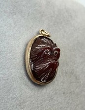 Dog Yorkie Shih Tzu Terrier Carnelian Pendant Charm Necklace Hand Carved Animal