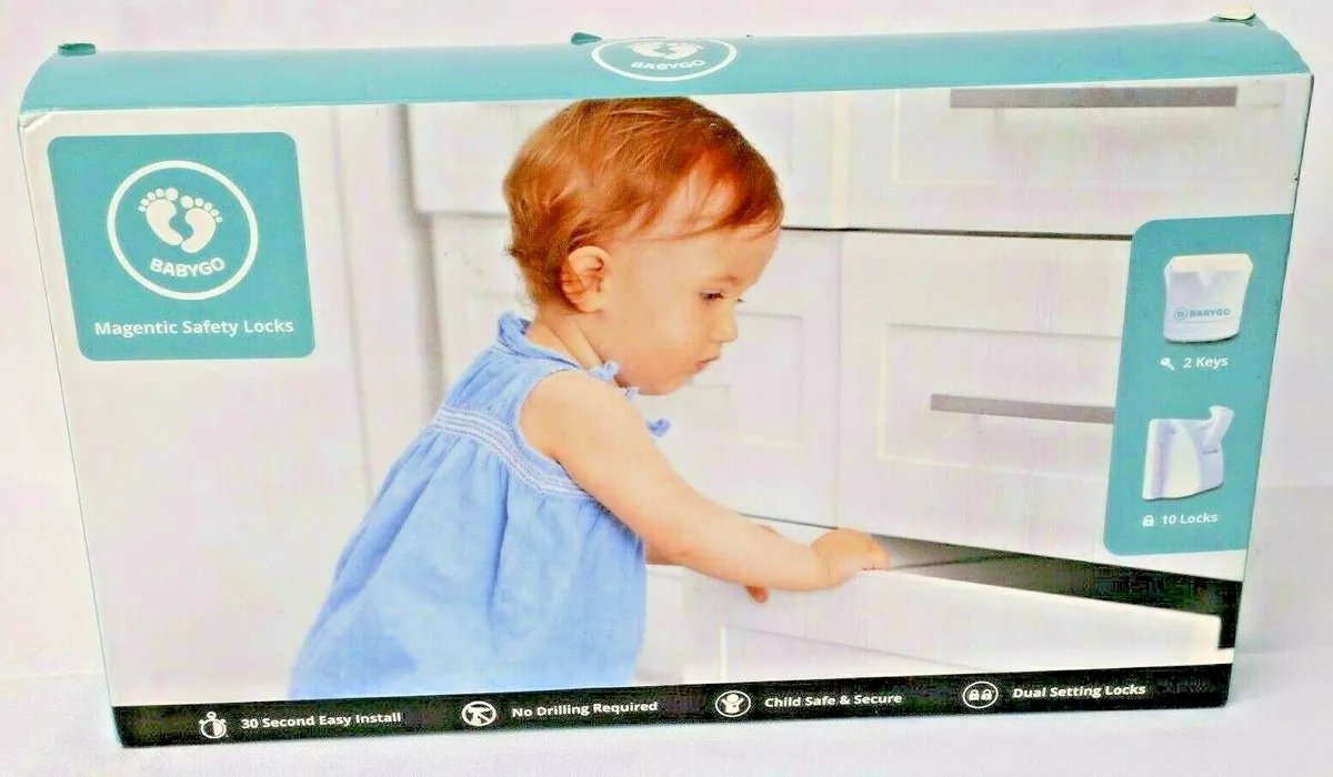 Babygo Magnetic Child Safety Locks Cupboard Cabinet Drawer Lock 2 Keys 10  Locks
