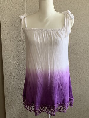 Francesca s Purple White Top Sleeveless Spring Summer Sz Small
