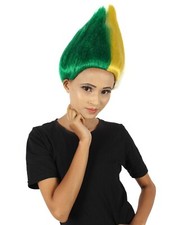 Yellow  White Troll Tri-Color,Unisex Green Yellow and White Troll Wig ,HW-1399A