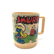 Vintage SMURF Mug Cup 1980 Plastic Smurfette  Smurf Cartoon Deka