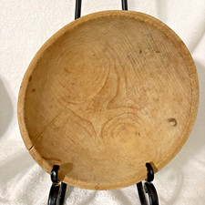 Vintage Munising Wooden 11" Dough Bowl Out of Round Primitive Farmhouse Patina