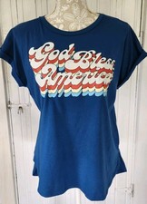 Vtg. God Bless America Blue Tee Shirt Size Medium Made In USA