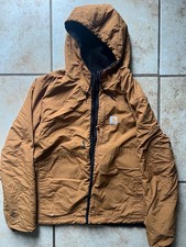 No zipper CARHARTT RAIN DEFENDER TAN FLEECE REVERSIBLE JACKET L large BROWN