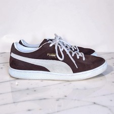 Puma Gamuza Clásica Tenis Para Hombre EE. UU. 9 Marrón Blanco Gamuza Parte Superior Baja Zapatos Informales