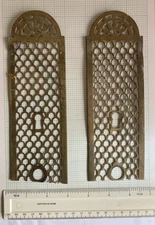 Vintage Brass Fish scale Fret Bracket Clock panel - Clockmakers spares