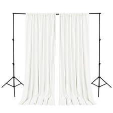 Ivory Backdrop Curtains for Parties Polyester Photography Backdrop Drapes for...