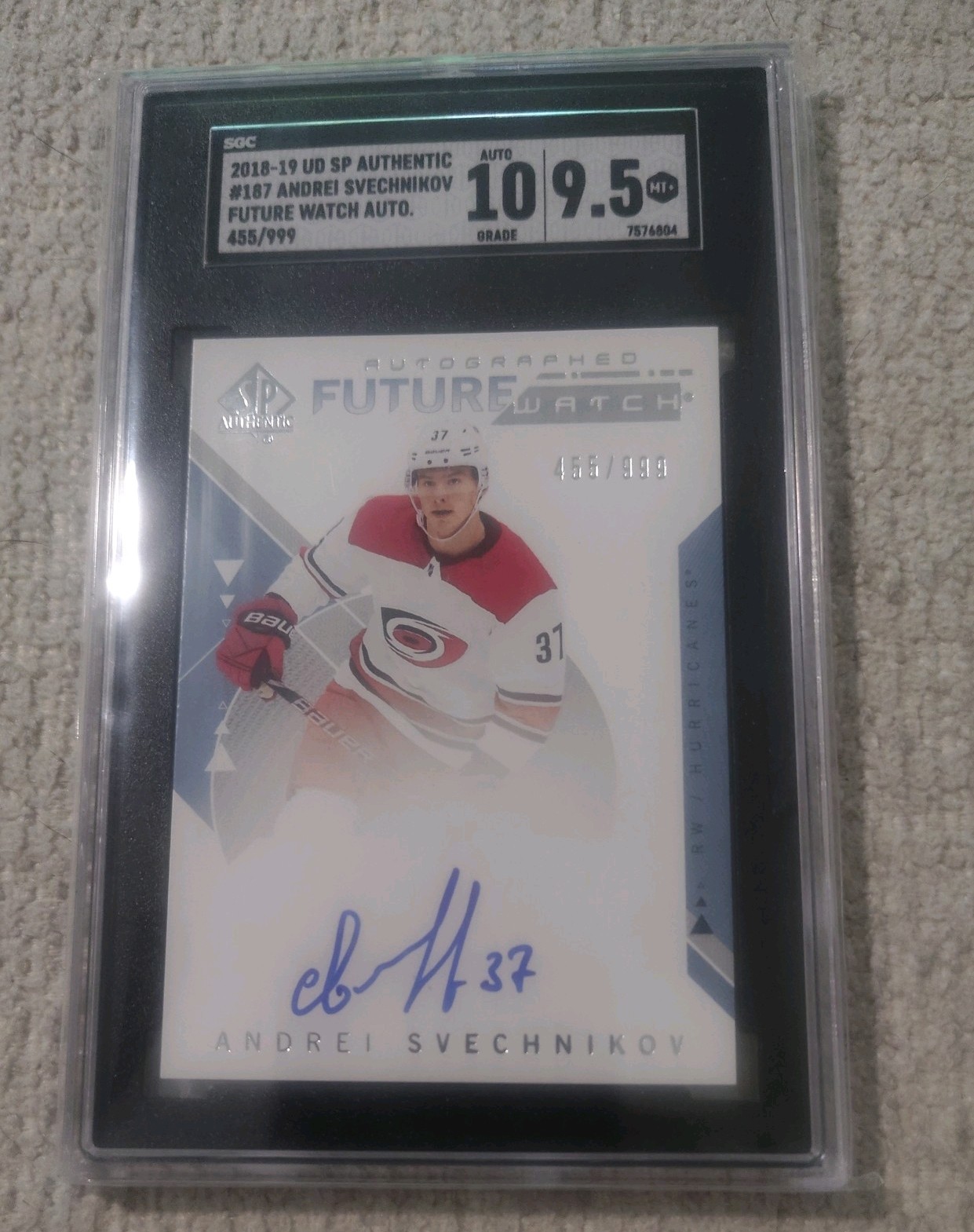 2018-19 SP Authentic - Auto Future Watch Andrei Svechnikov #187 /999 SGC 9.5/10