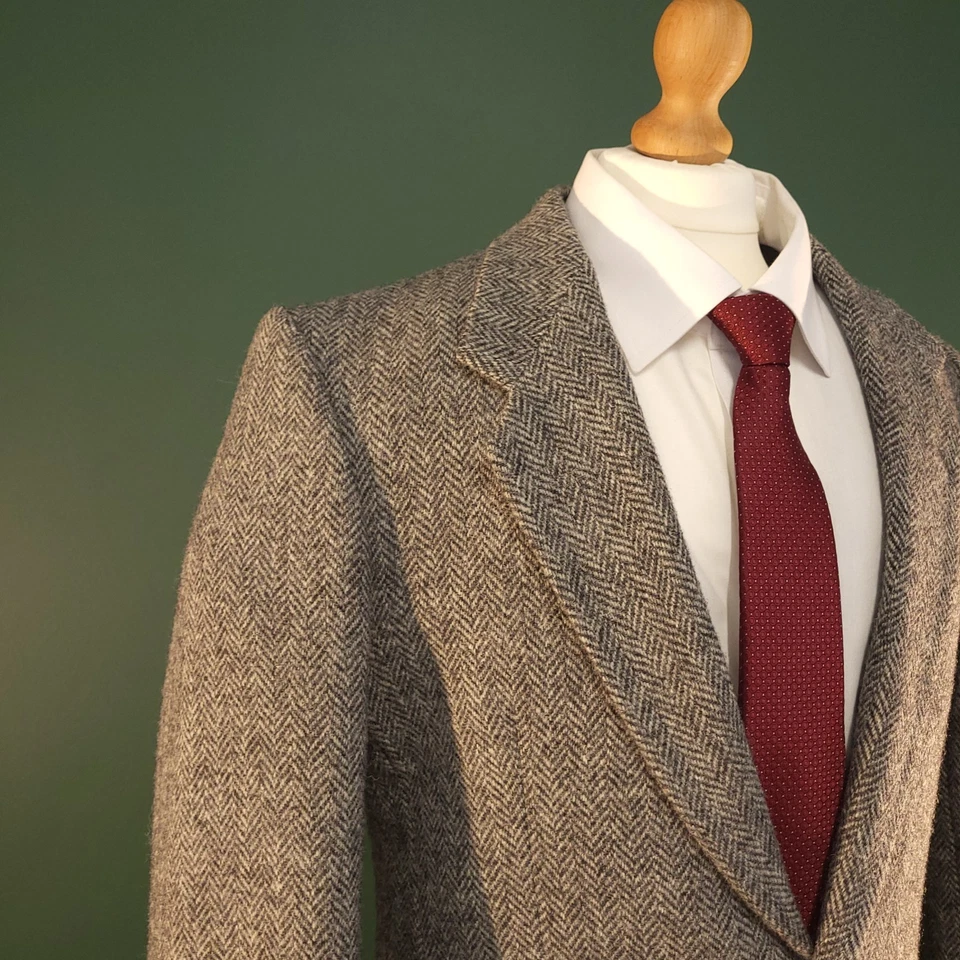 Dunn & Co Harris Tweed Blazer Men's 36S Grey Wool Herringbone Jacket - Image 3 of 4