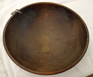 Beautiful Lrg Antique Out of Round Primitive Dough Bowl Dark 18" x 16.5"