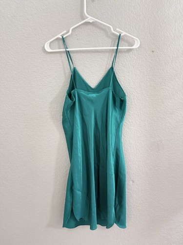 Nordstrom Lingerie Emerald Green Satin Slip Vintage Dress Nightgown - Picture 4 of 7