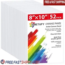 52 Pack Pre Primed Cotton Canvas Panels 8x10 Art Boards Ideal All Artists New