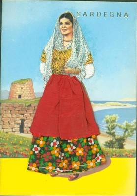 13815373 - Sardagna Tracht echter Stoff echte Stickerei Stoffapplikation