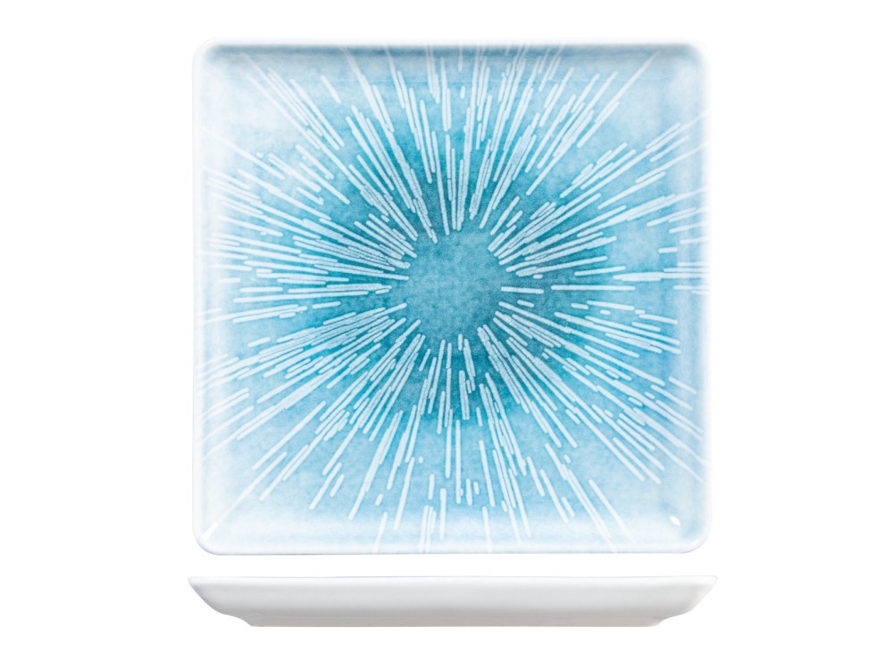 H&H Neptune Square Plate In Porcelain, 25cm, Blue