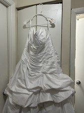 David's Bridal WG3444 20W White Strapless Ruched Ball Gown Wedding Dress