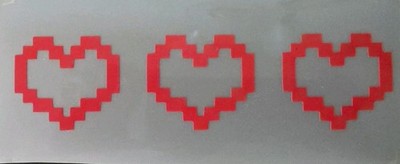 Hearts For Valentines 8 Bit Heart Decal Set of 3 Red For Any Surface 1/25