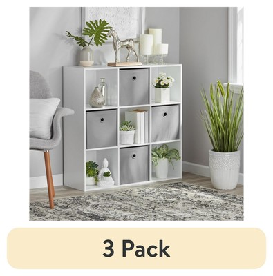 White 9-Cube Storage Organizer Bookcase Shelving Display Shelves Rack Shelf 3-Pk