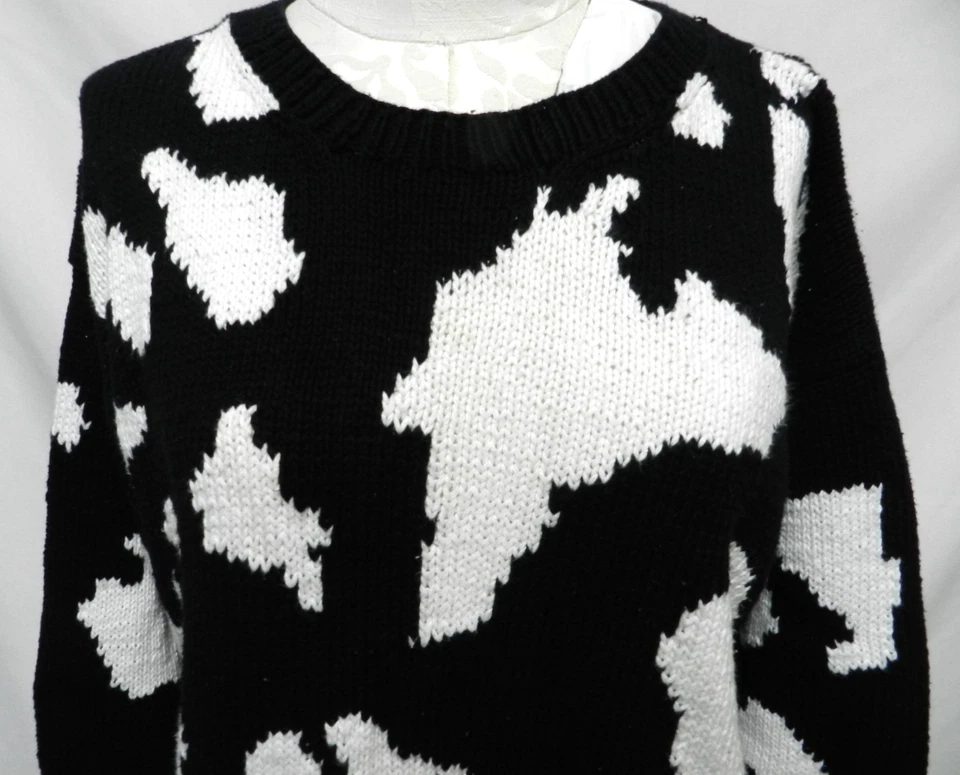 Suéter Top Vittadini Sport Vintage Tejido Algodón Negro Blanco Talla Grande Lg L Foto 4 de 4