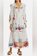 NWT FARM RIO Macaw Cross-Stitch Embroidered Midi-Dress LARGE $355