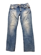 Vintage CHRISTIAN DIOR Size 30 X 28 Light Wash Distressed Straight Leg Jeans